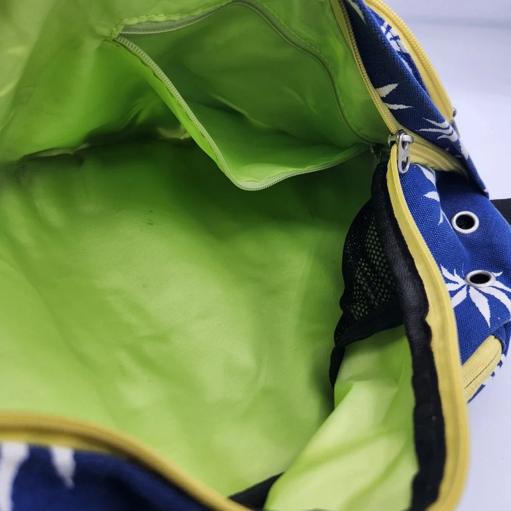 MERU Sling‎ Bag Backpack Blue White Leaf Pattern Trippy Crossbody Day Pack